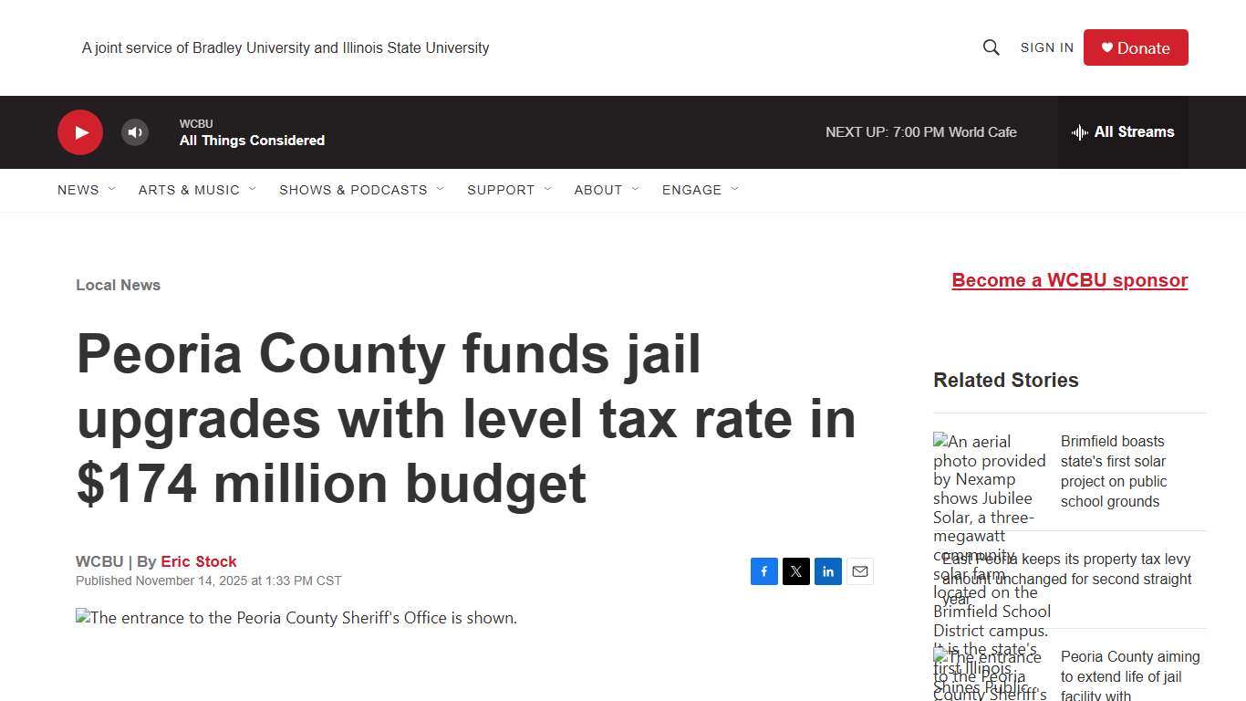Peoria County funds jail upgrades with level tax rate in $174 million budget | WCBU Peoria